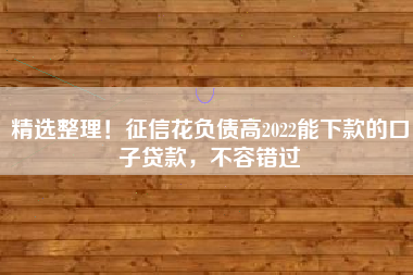 精选整理！征信花负债高2022能下款的口子贷款，不容错过