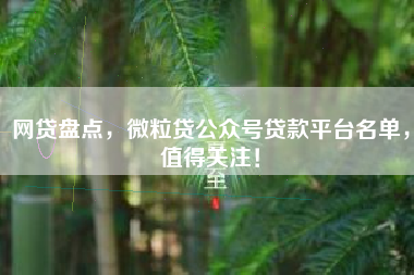 网贷盘点，微粒贷公众号贷款平台名单，值得关注！