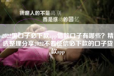 2022黑口子必下款app借款口子有哪些？精选整理分享2022不看征信必下款的口子贷款app