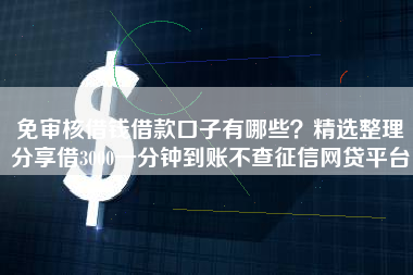 免审核借钱借款口子有哪些？精选整理分享借3000一分钟到账不查征信网贷平台