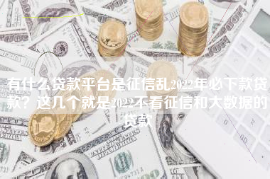 有什么贷款平台是征信乱2022年必下款贷款？这几个就是2022不看征信和大数据的贷款