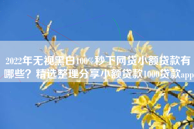 2022年无视黑白100%秒下网贷小额贷款有哪些？精选整理分享小额贷款1000贷款app