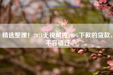 精选整理！2021无视风控100%下款的贷款，不容错过