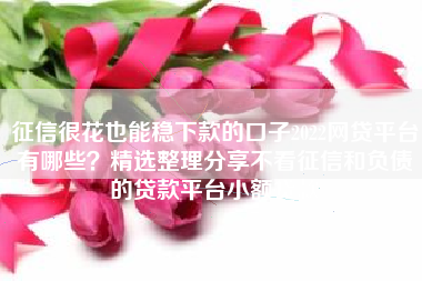 征信很花也能稳下款的口子2022网贷平台有哪些？精选整理分享不看征信和负债的贷款平台小额贷款