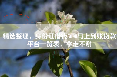 精选整理，身份证借钱5000马上到账贷款平台一览表，拿走不谢