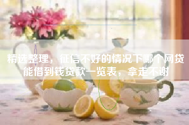 精选整理，征信不好的情况下哪个网贷能借到钱贷款一览表，拿走不谢