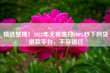 精选整理！2022年无视黑白100%秒下网贷借款平台，不容错过
