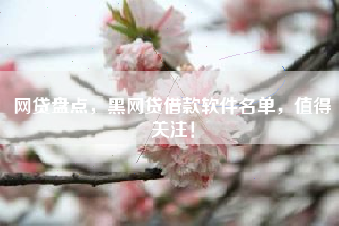 网贷盘点，黑网贷借款软件名单，值得关注！