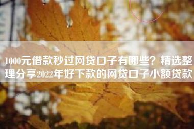 1000元借款秒过网贷口子有哪些？精选整理分享2022年好下款的网贷口子小额贷款