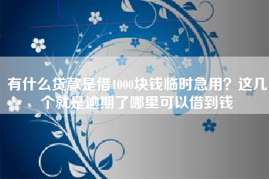有什么贷款是借1000块钱临时急用？这几个就是逾期了哪里可以借到钱