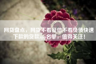 网贷盘点，网贷不看征信不看负债快速下款的贷款app名单，值得关注！
