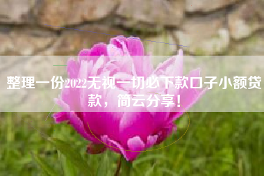 整理一份2022无视一切必下款口子小额贷款，简云分享！