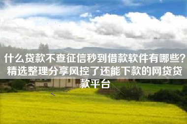 什么贷款不查征信秒到借款软件有哪些？精选整理分享风控了还能下款的网贷贷款平台