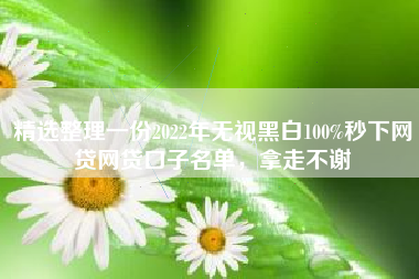 精选整理一份2022年无视黑白100%秒下网贷网贷口子名单，拿走不谢