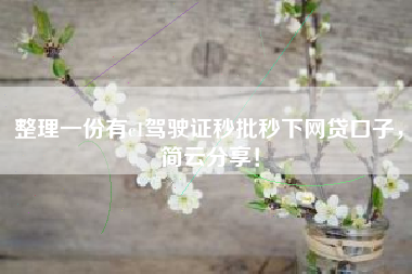 整理一份有c1驾驶证秒批秒下网贷口子，简云分享！