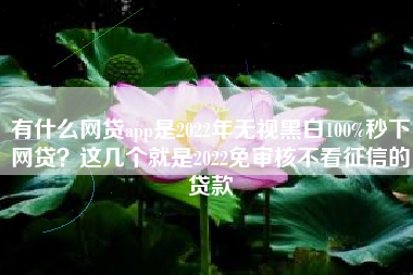 有什么网贷app是2022年无视黑白100%秒下网贷？这几个就是2022免审核不看征信的贷款