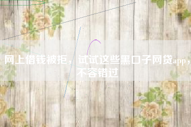 网上借钱被拒，试试这些黑口子网贷app，不容错过