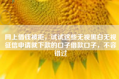 网上借钱被拒，试试这些无视黑白无视征信申请就下款的口子借款口子，不容错过