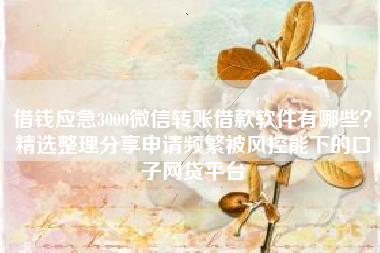 借钱应急3000微信转账借款软件有哪些？精选整理分享申请频繁被风控能下的口子网贷平台