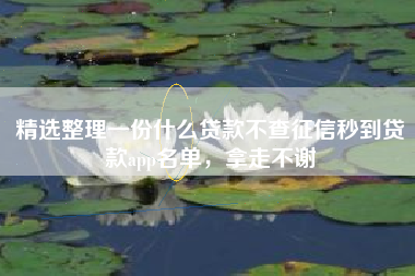 精选整理一份什么贷款不查征信秒到贷款app名单，拿走不谢