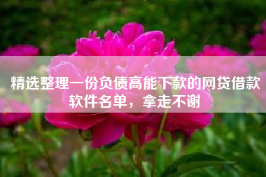 精选整理一份负债高能下款的网贷借款软件名单，拿走不谢
