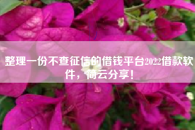 整理一份不查征信的借钱平台2022借款软件，简云分享！