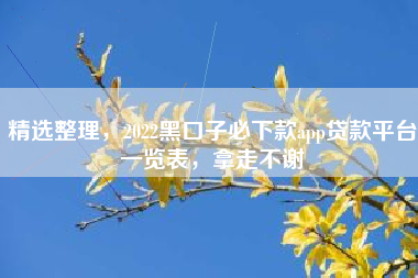 精选整理，2022黑口子必下款app贷款平台一览表，拿走不谢