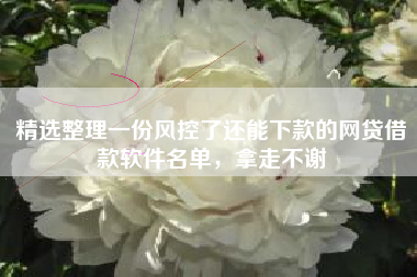 精选整理一份风控了还能下款的网贷借款软件名单，拿走不谢