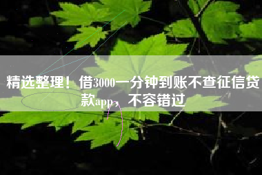 精选整理！借3000一分钟到账不查征信贷款app，不容错过