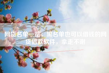 网贷名单一览，黑名单也可以借钱的网贷借款软件，拿走不谢