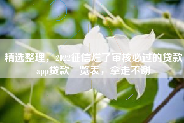 精选整理，2022征信烂了审核必过的贷款app贷款一览表，拿走不谢