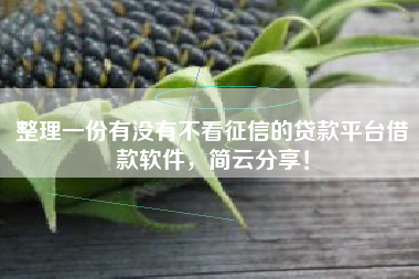 整理一份有没有不看征信的贷款平台借款软件，简云分享！