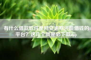 有什么借款软件是网贷逾期还能借钱的平台？这几个就是必下款app