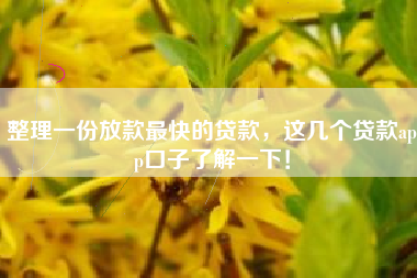 整理一份放款最快的贷款，这几个贷款app口子了解一下！
