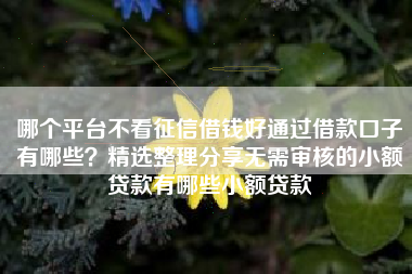 哪个平台不看征信借钱好通过借款口子有哪些？精选整理分享无需审核的小额贷款有哪些小额贷款
