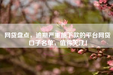 网贷盘点，逾期严重能下款的平台网贷口子名单，值得关注！