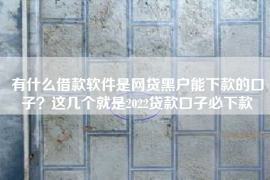 有什么借款软件是网贷黑户能下款的口子？这几个就是2022贷款口子必下款