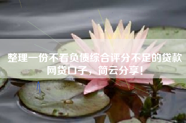 整理一份不看负债综合评分不足的贷款网贷口子，简云分享！