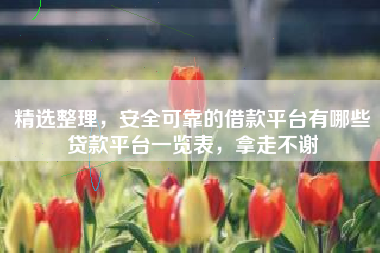 精选整理，安全可靠的借款平台有哪些贷款平台一览表，拿走不谢