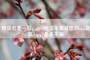 网贷名单一览，2022借钱不看征信的app贷款app，拿走不谢