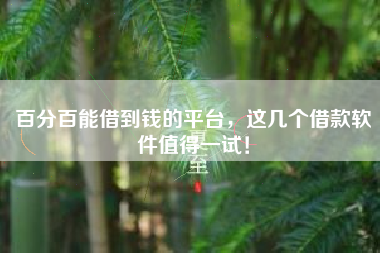 百分百能借到钱的平台，这几个借款软件值得一试！