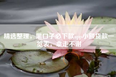 精选整理，黑口子必下款app小额贷款一览表，拿走不谢