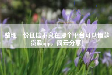 整理一份征信不良在哪个平台可以借款贷款app，简云分享！