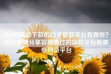 2022网贷必下款的口子借款平台有哪些？精选整理分享容易通过的贷款平台有哪些网贷平台