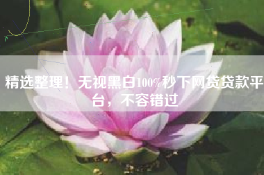 精选整理！无视黑白100%秒下网贷贷款平台，不容错过