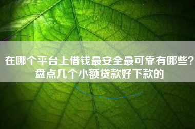 在哪个平台上借钱最安全最可靠有哪些？盘点几个小额贷款好下款的