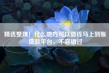 精选整理！什么地方可以借钱马上到账贷款平台，不容错过