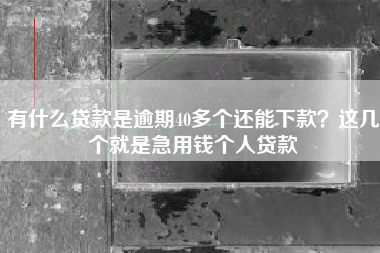 有什么贷款是逾期40多个还能下款？这几个就是急用钱个人贷款