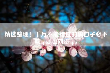 精选整理！千万不能错过的黑口子必下款app2022网贷app