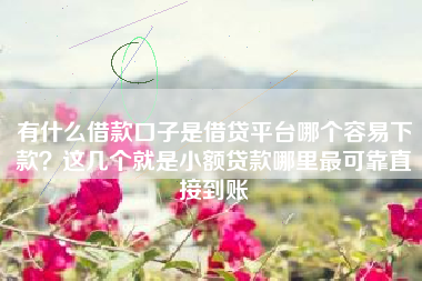 有什么借款口子是借贷平台哪个容易下款？这几个就是小额贷款哪里最可靠直接到账